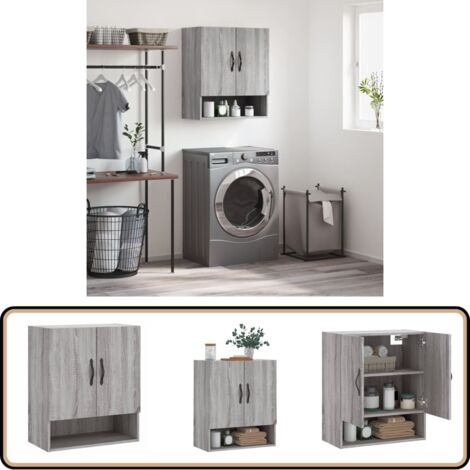 Wandschrank Grau Sonoma 60x31x70 cm Holzwerkstoff - Hängeschrank - Wandschrank - Regal - Aufbewahrungsraum - Wohnzimmermöbel