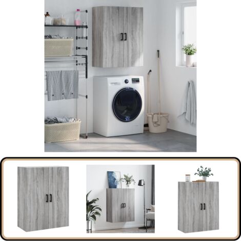 Wandschrank Grau Sonoma 69,5x34x90 cm - Hängeschrank - Sideboard - Regal - Wandschrank - Grau