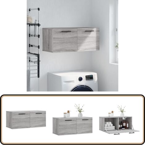 Wandschrank Grau Sonoma 80x36,5x35 cm Holzwerkstoff - Hängeschrank - Wandschrank - Regal - Wohnzimmermöbel - Schlafzimmermöbel