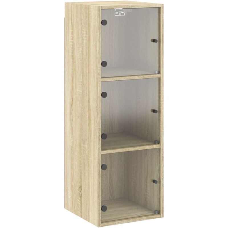 Wandschrank Mit Glastüren Sonoma-eiche 35x37x100 Cm Vidaxl