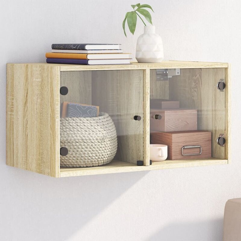Vidaxl - Wandschrank Mit Glastüren Sonoma-eiche 68, 5x37x35 Cm
