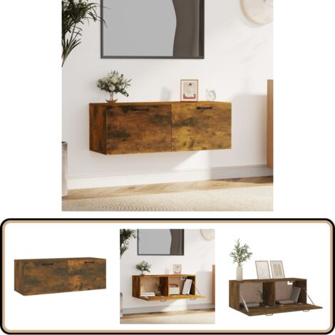 Wandschrank Räuchereiche 100x36,5x35 cm Holzwerkstoff - Hängeschrank - Wandschrank - Regal - Aufbewahrungsraum - Wohnzimmer Dekoration