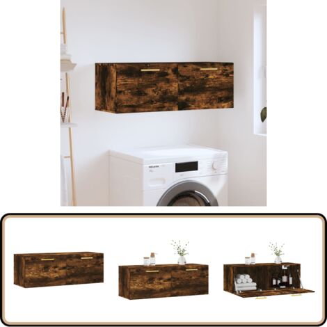 Wandschrank Räuchereiche 100x36,5x35 cm Holzwerkstoff - Wandschrank - Regal - Aufbewahrungsraum - Wohnzimmerdeko - Schlafzimmermöbel