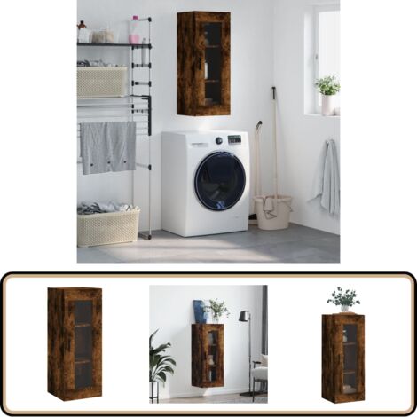 Wandschrank Räuchereiche 34,5x34x90 cm - Hängeschrank - Wandschrank - Regal - Aufbewahrung - Holzschreibtisch