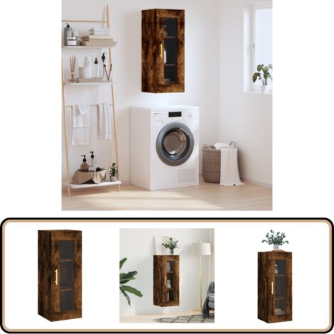 Wandschrank Räuchereiche 34,5x34x90 cm - Hängeschrank - Wandschrank - Sideboard - Regal - Möbel
