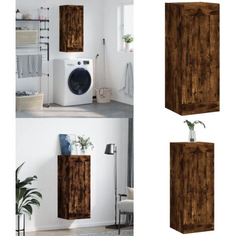 Wandschrank Räuchereiche 34,5x34x90 cm Holzwerkstoff - Wandmontage Holz - Holzschrank