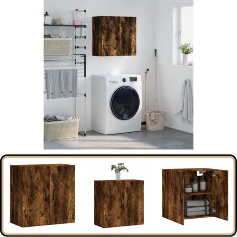 Wandschrank Räuchereiche 60x31x60 cm Holzwerkstoff - Hängeschrank - Wandschrank - Regal - Aufbewahrungsraum - Wohnzimmermöbel