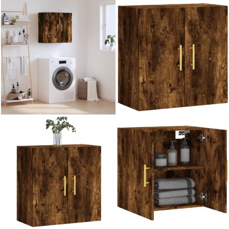 Wandschrank Räuchereiche 60x31x60 cm Holzwerkstoff - Hängeschrank - Wandschrank - Regal - Aufbewahrungsraum - Wohnzimmermöbel - Home & Living