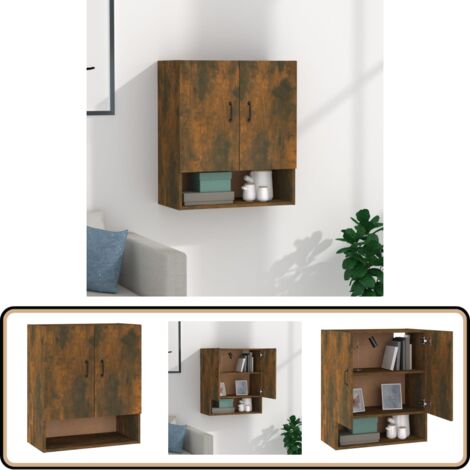 Wandschrank Räuchereiche 60x31x70 cm Holzwerkstoff - Hängeschrank - Wandschrank - Regal - Aufbewahrungsraum - Wohnzimmer Dekoration