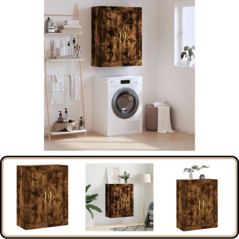 Wandschrank Räuchereiche 69,5x34x90 cm Holzwerkstoff - Hängeschrank - Sideboard - Regal - Aufbewahrung - Küchenregal