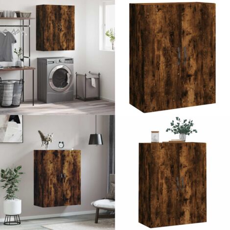 Wandschrank Räuchereiche 69,5x34x90 cm Holzwerkstoff - Hängeschrank - Sideboard - Regal - Wandschrank - Holzmöbel - Home & Living