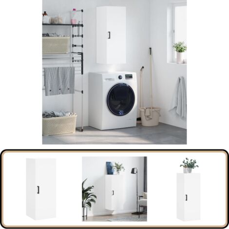 Wandschrank Weiß 34,5x34x90 cm - Wandschrank - Regal - Aufbewahrung - Weißer Schrank - Holzschrankkasten