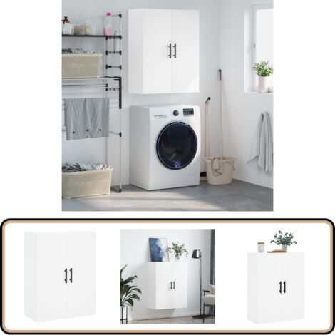 Wandschrank Weiß 69,5x34x90 cm - Wandschrank - Holzschrankküche - Aufbewahrungsschrank - Regal - Garderobe