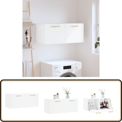 Wandschrank Weiß 80x36,5x35 cm Holzwerkstoff - Hängeschrank - Wandschrank - Holzschrankküche - Aufbewahrungsraum - Wohnzimmermöbel