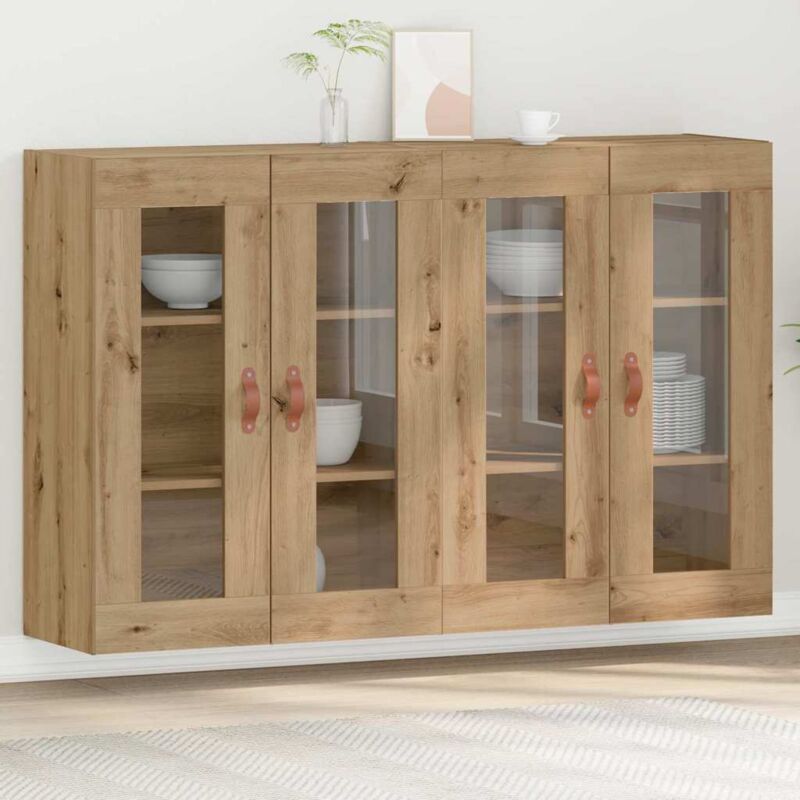 Wandmontierter Schrank Set Aus 2 Artisan Eiche Massives Eichenholz - Vidaxl