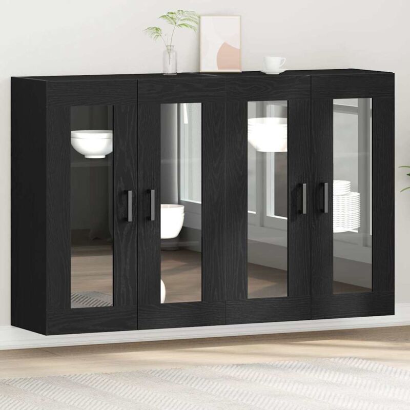 Wandmontierte Kabine Set Von 2 Schwarz Eiche - Vidaxl