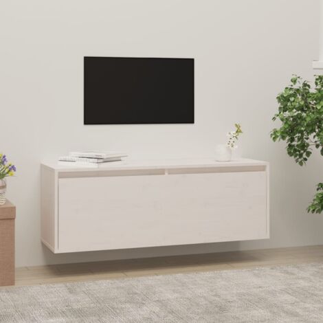 Wandschrank，Hängeschrank，Wandregal Weiß 100x30x35 cm Massivholz Kiefer GEVS417020 BonneVie