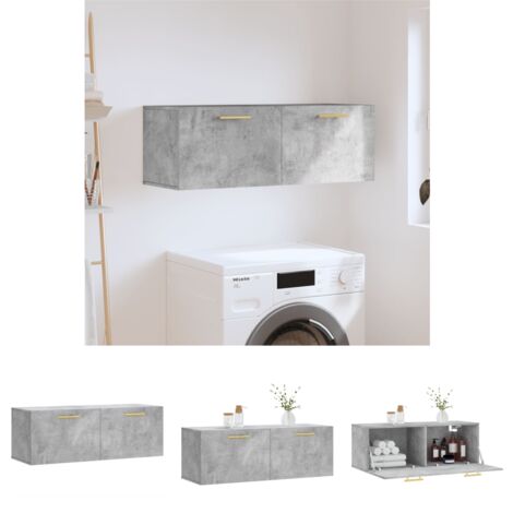Wandschrank,Wandhängeschrank,Badschrank,Küchenschrank Betongrau 100x36,5x35 cm Holzwerkstoff VMIEB58297 MaisonChic