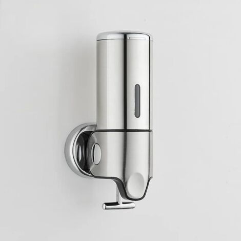 Wandseifenspender, manueller Flüssigseifenspender für Küche, Hotel, Friseursalon, Badezimmer, Einkaufszentrum, geeignet für Shampoo, Duschgel, Spülmittel, 500 ml, silber