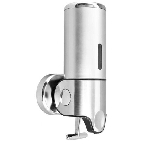 Wandseifenspender, manueller Flüssigseifenspender für Küche, Hotel, Shampoo, Spülung, Duschgel, 500 ml, Silber, 24 cm