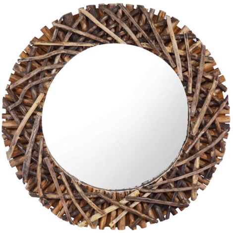 Wandspiegel 60 cm Teak Rund vidaXL