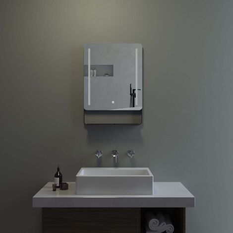 Wandspiegel 70x50 cm LED Dekorspiegel mit schwarzem Aluminiumrahmen für Badezimmer, Schlafzimmer oder Ankleidezimmer