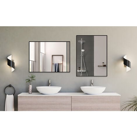 Amgngala Gewölbter Spiegel, 83.8x78.7 cm Wandspiegel für Badezimmer,  schwarzer Metallrahmen, Kosmetikspiegel, Kommodenspiegel, Bogen, dekorative