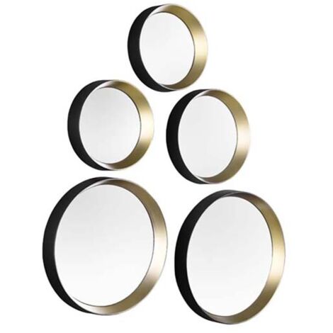 Wandspiegel Dekospiegel Flurspiegel schwarz gold Wohnzimmerspiegel 5er Set