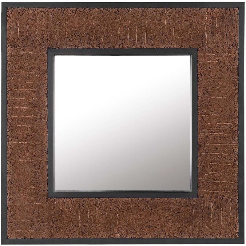 Beliani Wandspiegel Boise 60 Cm 60 Cm Teakholz Dunkelbraun