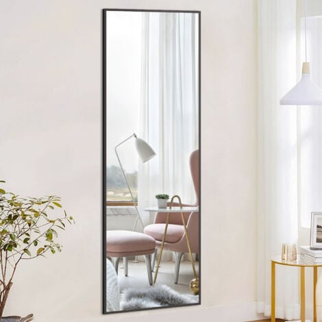 BOROMAL Wandspiegel Ganzkörper Schwarz 160 x 40 cm Ganzkörperspiegel Wand Spiegel Wandspiegel Groß Modern im Schlafzimmer,Ankleidezimmer