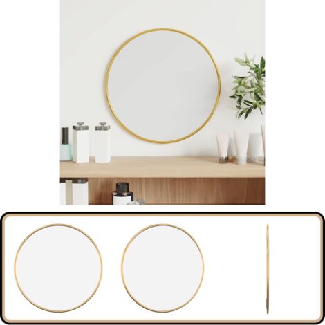 Wandspiegel Golden Ø 30 cm Rund - Wandspiegel - Goldener Spiegel - Badezimmerspiegel - Wohnzimmerspiegel - Schlafzimmerspiegel