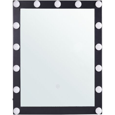 Wandspiegel mit LED rechteckig schwarz 50x60 cm Odenas - Schwarz