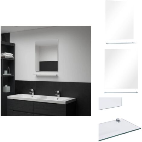 Wandspiegel mit Regal 50×60 cm Hartglas - Wandspiegel - Spiegelschrank - Badezimmerspiegel - Wohnraumspiegel - Schlafzimmerspiegel