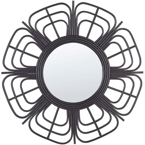 Wandspiegel PASAKU 60 cm 60 cm Rattan Schwarz