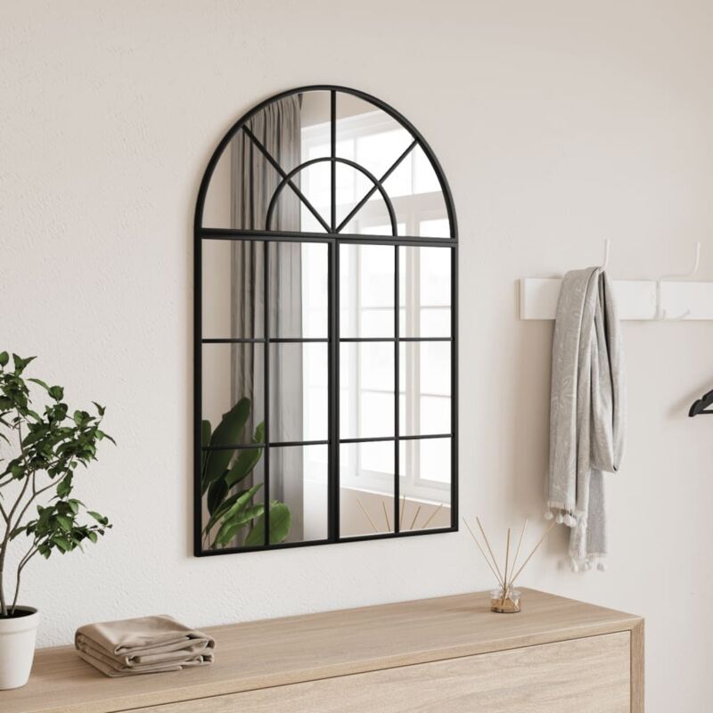 Wandspiegel Schwarz 60x30 Cm Gewölbt Eisen Vidaxl