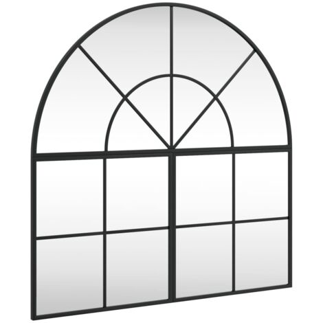 Wandspiegel Schwarz 80x80 cm Gewölbt Eisen vidaXL225882