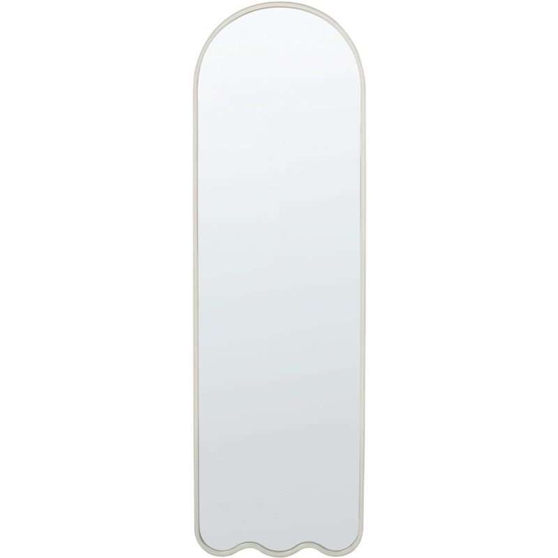 Beliani - Wandspiegel Weiß Eisen Glas 45 X 145 Cm Unregelmäßige Form Hängende Dekoration Modern Minimalistisch Wohnzimmer Schlafzimmer Flur