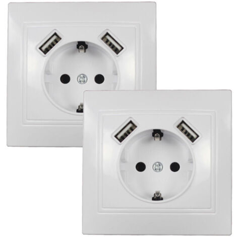 Wandsteckdose mit 2 Onboard-USB-Anschlüssen 2,8 A, Lefou USB-Wandsteckdose mit (USB-A und USB-C) kompatibel mit Standard-Onboard-Box, Ladegerät für Smartphone, Tablet, MP3, Weiß (2 Stück) Lefou S