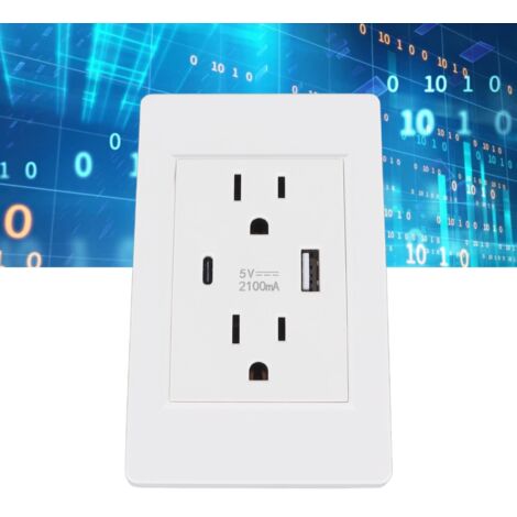 [Wandstecker] Stecker mit USB- und Typ-C-Anschluss, Überlastungsschutz, ABS, Weiß