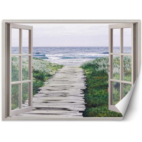 Wandtapete, Fenster Meer Strand Pier – 140x100