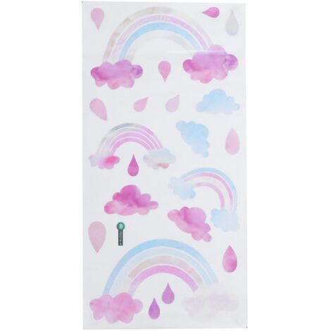 Wandtattoo mit Wolken und Regentropfen – Sanfte und poetische Kinderzimmerdekoration