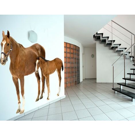 Wandtattoo Pferd No.306 Stute & Fohlen Größe HxB: 122cm x 143cm