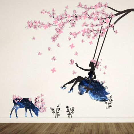 Wandtattoos: Mädchen auf einer Schaukel & Elchsilhouette