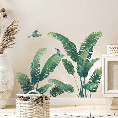Wandtattoos mit tropischen Pflanzen, grüne Palmenblätter, Naturpflanzen-Wandtattoos für Wohnzimmer, Schlafzimmer, Büros, als Hintergrunddekoration für Sofas