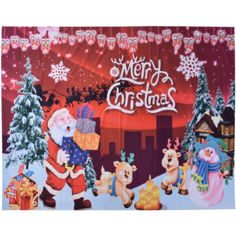 Wandteppich aus Polyesterfaser mit fröhlichem Weihnachtsmotiv und Rentiermotiv, 230 x 180 cm, Wanddekoration als Fotohintergrund