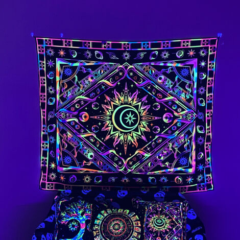Wandteppich, Hintergrundstoff, trendiger Wandteppich, dekorativer Wandteppich im Bohème-Stil, 130 x 150 cm