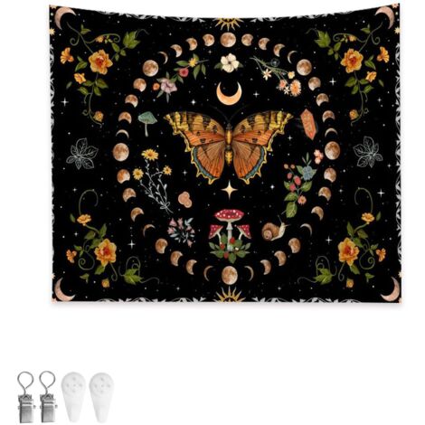 Wandteppich, Schmetterlings-Wandbehang, 150 x 100 cm, Stoff-Wandteppich, für Schlafzimmer-Dekoration, Wanddekorationen, Wandkunst, Tischdecken