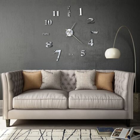 Wanduhr 3D modernes Design 100 cm XXL Silber