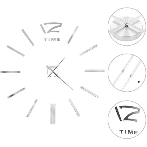 Wanduhr 3D Modernes Design 100 cm XXL Silber