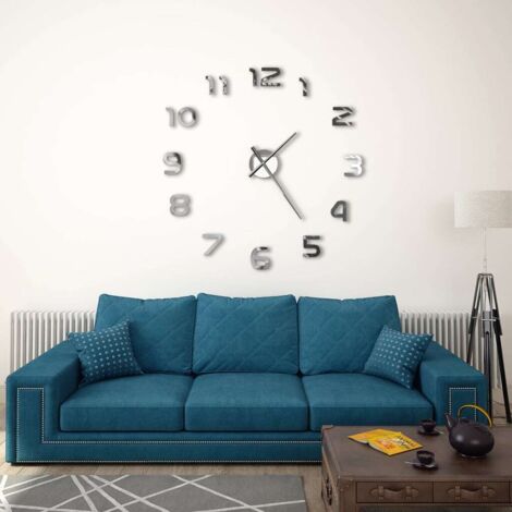 Wanduhr 3D Modernes Design 100 cm XXL Silber